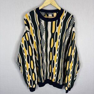 DJAB Par Simons Men L 3D Knit Sweater Coogi Style Textured Cotton Pullover